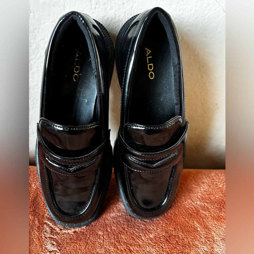 Aldo Black Patent Chunky Lug Sole Loafers | Women’s 7 - Picture 6 of 9
